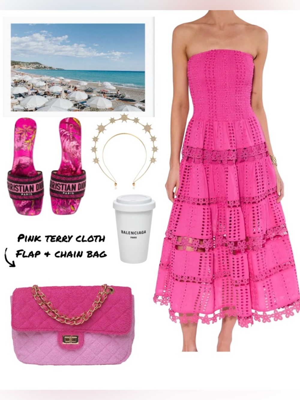 PInk Ombre Terrycloth Flap Bag With Chain